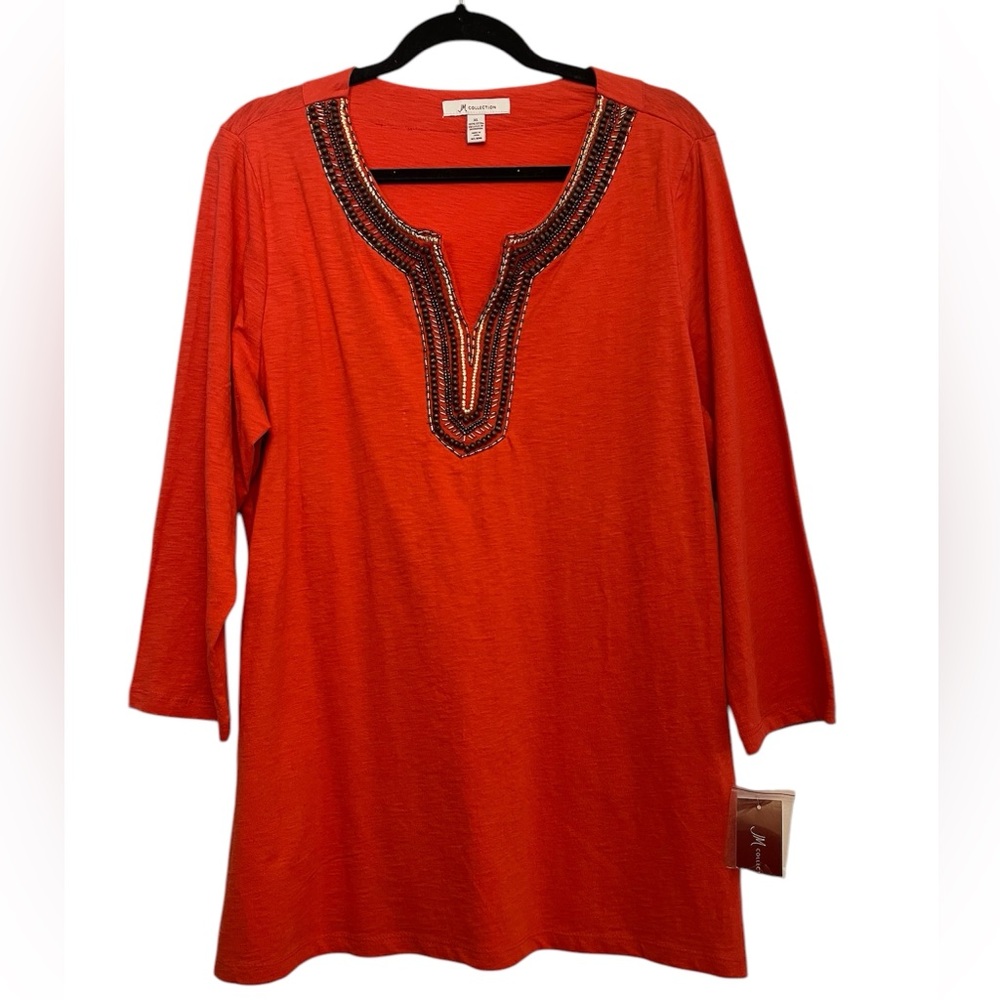 Orange Embellished Women's Top